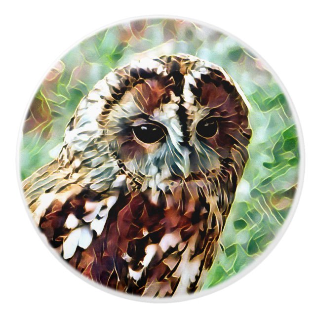 BOUTON DE PORTE EN CÉRAMIQUE HIBOU (Devant)