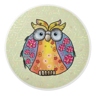Bouton De Porte En Céramique Hibou à motif