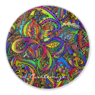 Bouton De Porte En Céramique Hippie Super Psychedelic Design Thunder_Cove
