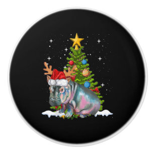 Bouton De Porte En Céramique Hippo Fiona Arbre de Noël Hippopotame