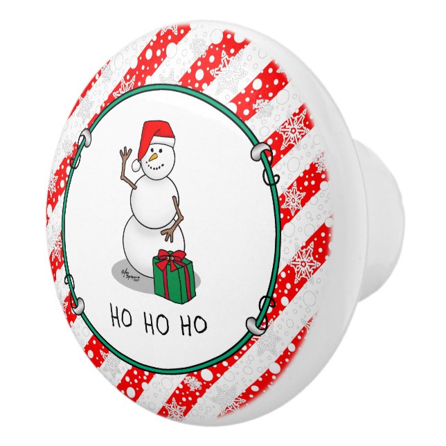 Bouton De Porte En Céramique Ho Ho Joyeux Noël Père Noël mignonne Snowman (Droite)