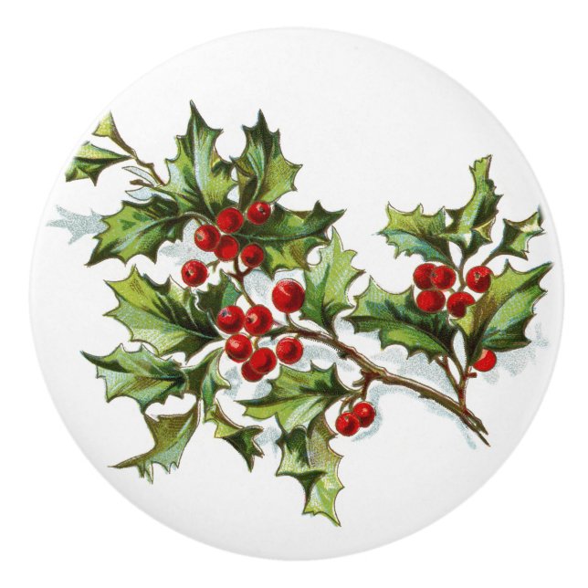Bouton De Porte En Céramique HollyBerries 002 (Devant)