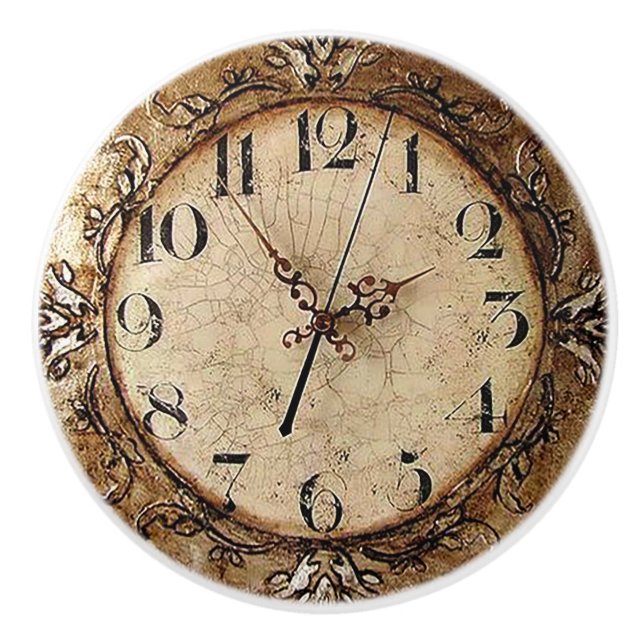 Bouton De Porte En Céramique Horloge antique (Devant)