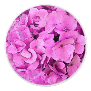 Bouton De Porte En Céramique Hydrangea rose Fleur