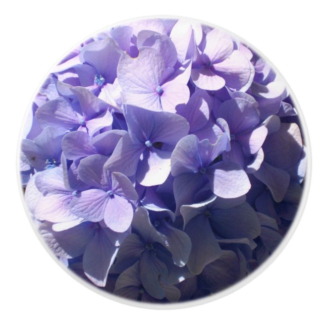 Bouton De Porte En Céramique Hydrangée violette (Devant)