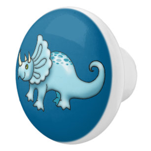 Bouton De Porte En Céramique Illustration de dinosaure Triceratops mignon