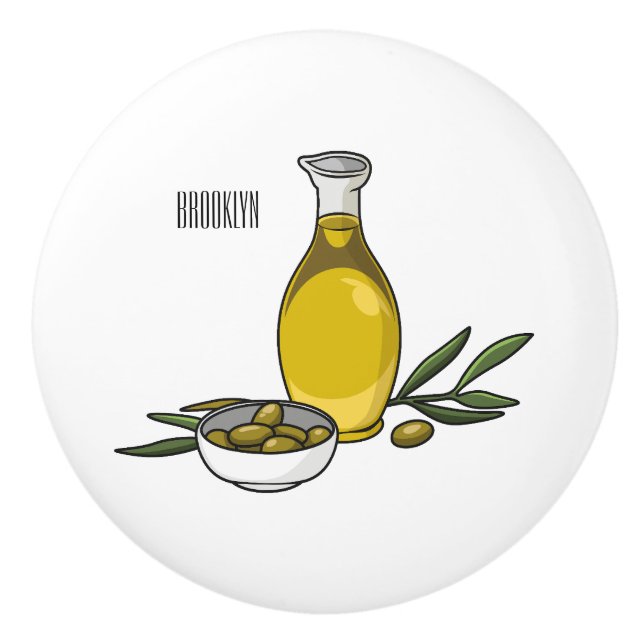 Bouton De Porte En Céramique Illustration d'huile d'olive (Devant)