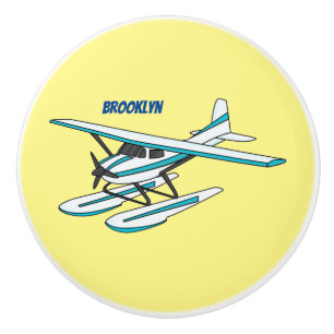 Bouton De Porte En Céramique Illustration d'hydravion bleu blanc