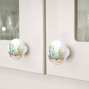 Bouton De Porte En Céramique Illustration du désert d'aquarelle