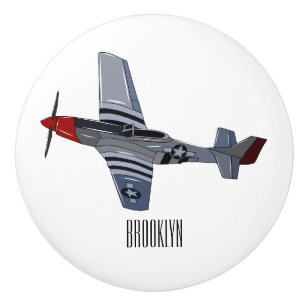 Bouton De Porte En Céramique Illustration d'un avion de chasse-bombardier