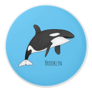Bouton De Porte En Céramique Illustration d'une baleine tueuse