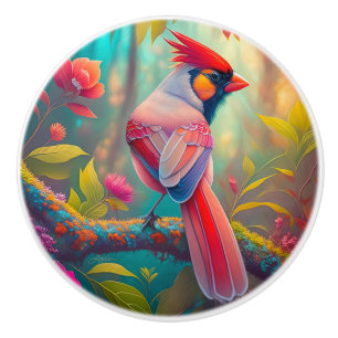 Bouton De Porte En Céramique Imaginaire Birds Homme Cardinal
