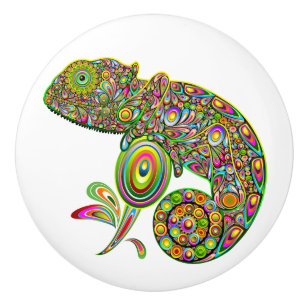Bouton De Porte En Céramique Imaginaire psychédélique de Chameleon
