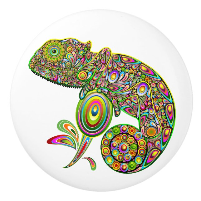 Bouton De Porte En Céramique Imaginaire psychédélique de Chameleon (Devant)