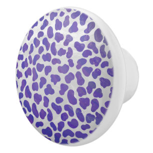 Bouton De Porte En Céramique Impression dalmate violet et blanche