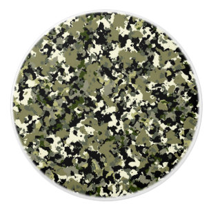Bouton De Porte En Céramique Impression de motif de camouflage vert noir crème