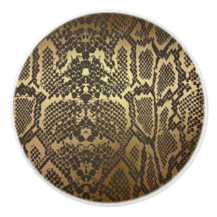 Bouton De Porte En Céramique Impression de peau de serpent moderne Glam or