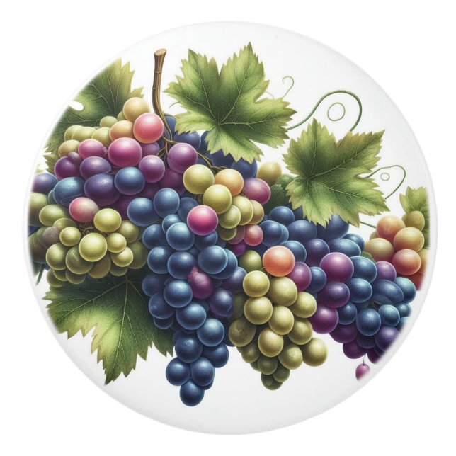 Bouton De Porte En Céramique Impression de raisins (Devant)