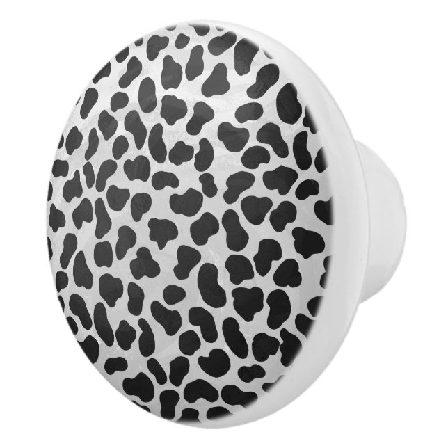 Bouton De Porte En Céramique Impression noire et blanche dalmate (Droite)