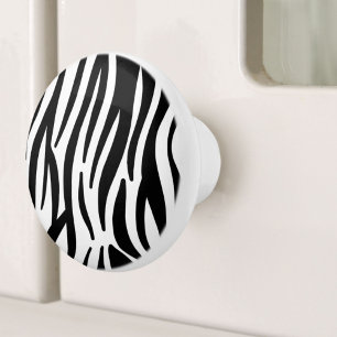Bouton De Porte En Céramique imprimé zèbre noir blanc