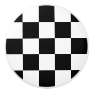 Bouton De Porte En Céramique Indicateur de À damiers/course noir et blanc