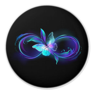 Bouton De Porte En Céramique Infinité brillante avec papillon magique