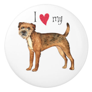 Bouton De Porte En Céramique J'aime ma frontière Terrier