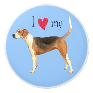 Bouton De Porte En Céramique J'aime mon American Foxhound