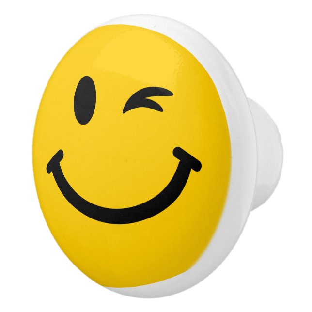 Bouton De Porte En Céramique Jaune Jaune Joyeux visage (Droite)