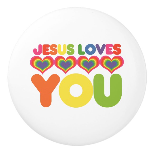 Bouton De Porte En Céramique Jésus t'aime (Devant)
