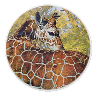 Bouton De Porte En Céramique Jeune Giraffe