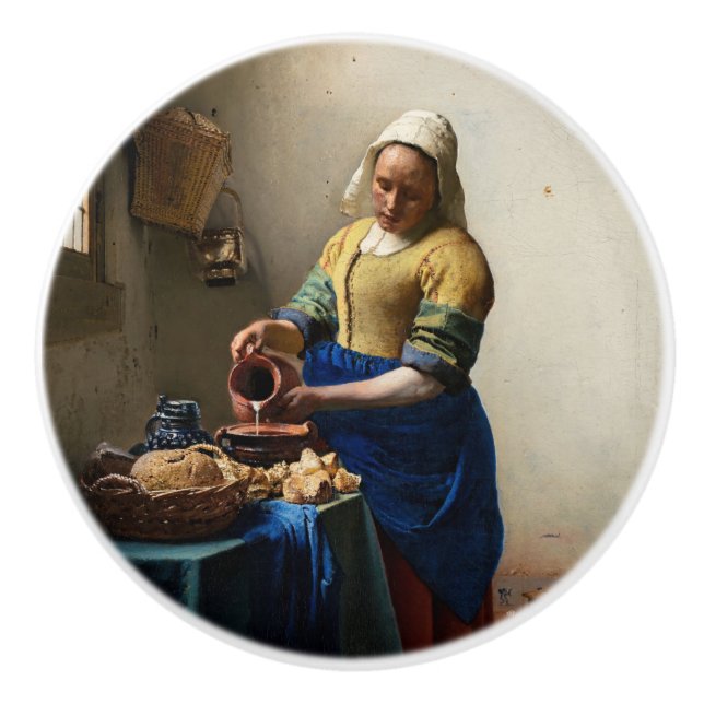 Bouton De Porte En Céramique Johannes Vermeer - La Milkmaid (Devant)