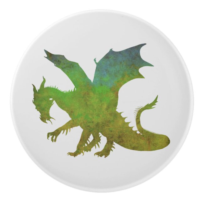 Bouton De Porte En Céramique Joli Dragon (Devant)