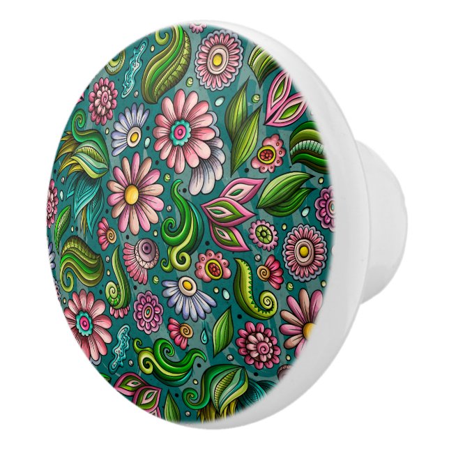Bouton De Porte En Céramique Joli Fleurs Ceramic Knob (Droite)