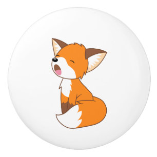 Bouton De Porte En Céramique Joli Petit Fox Sleepy