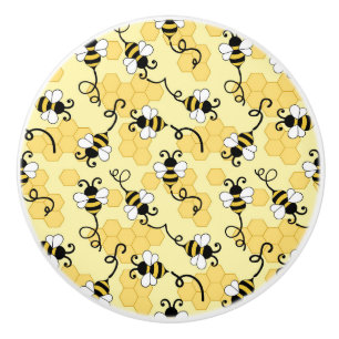 Bouton De Porte En Céramique Joli petit motif abeilles