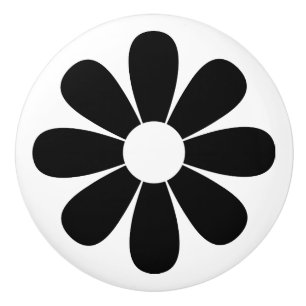 Bouton De Porte En Céramique Jolie marguerite noire