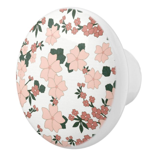 Bouton De Porte En Céramique Jolie Pêche Florale (Droite)