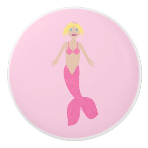 Bouton De Porte En Céramique Jolie sirène d'Imaginaire rose
