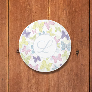 Bouton De Porte En Céramique Jolis papillons botaniques pastel