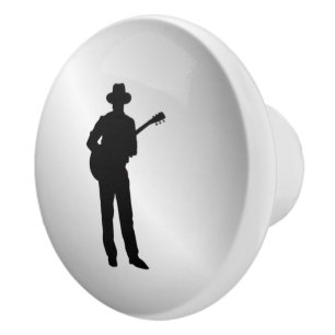 Bouton De Porte En Céramique Joueur de guitare