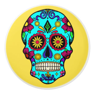 Bouton De Porte En Céramique Jour de la mort crâne de sucre Dresser Knob Pull