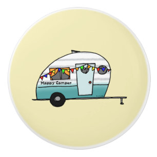 Bouton De Porte En Céramique Joyeux Camper van