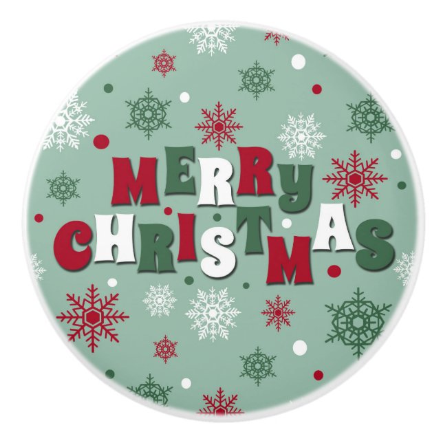 Bouton De Porte En Céramique Joyeux Noël (Devant)