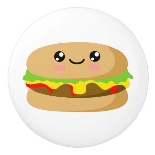 Bouton De Porte En Céramique Kawaii Burger