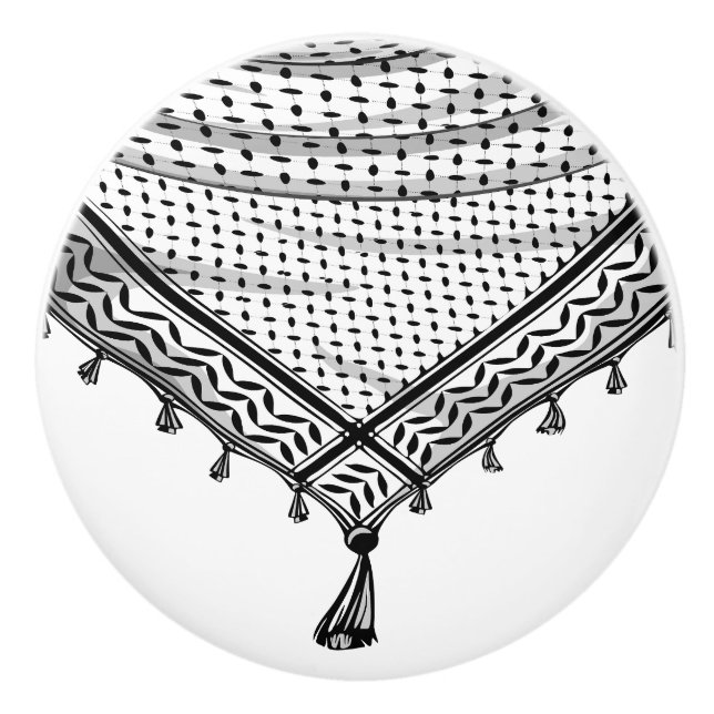 Bouton De Porte En Céramique Keffiyeh Écharpe palestinienne tissu traditionnel (Devant)