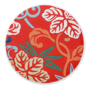 Bouton De Porte En Céramique Kimono japonais hawaïen rouge
