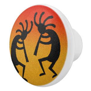Bouton De Porte En Céramique Knob en céramique du sud-ouest d'Orange Kokopelli
