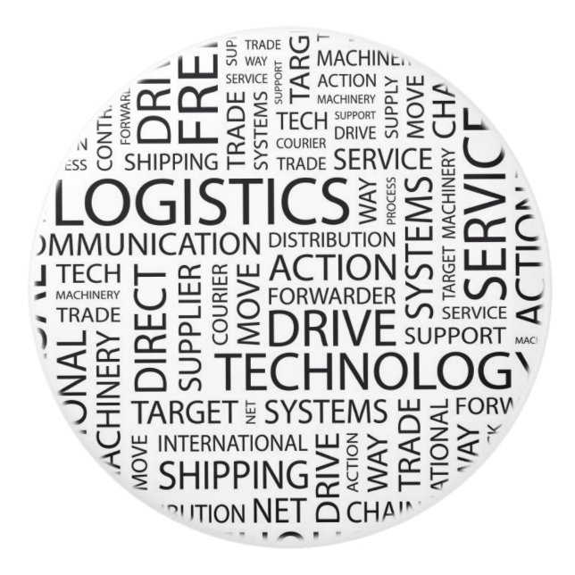 Bouton De Porte En Céramique La LOGISTIQUE modèle avec des mots (Devant)