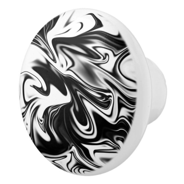 Bouton De Porte En Céramique "La spirale cosmique : l'élégance noire et Marbre  (Droite)
